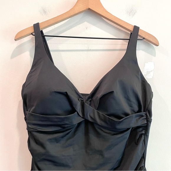 Swimsuits For All Twist Front V-Neck One Piece Swimsuit - Picture 3 of 13